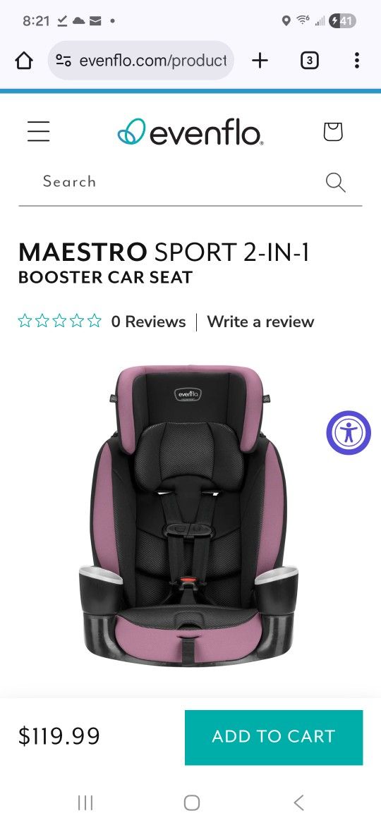 Evenflo Maestro Sport Convertible Booster Car Seat, Forward Facing, High Back, 5-Point Harness, For Kids 2 to 8 Years Old, Whitney Pink