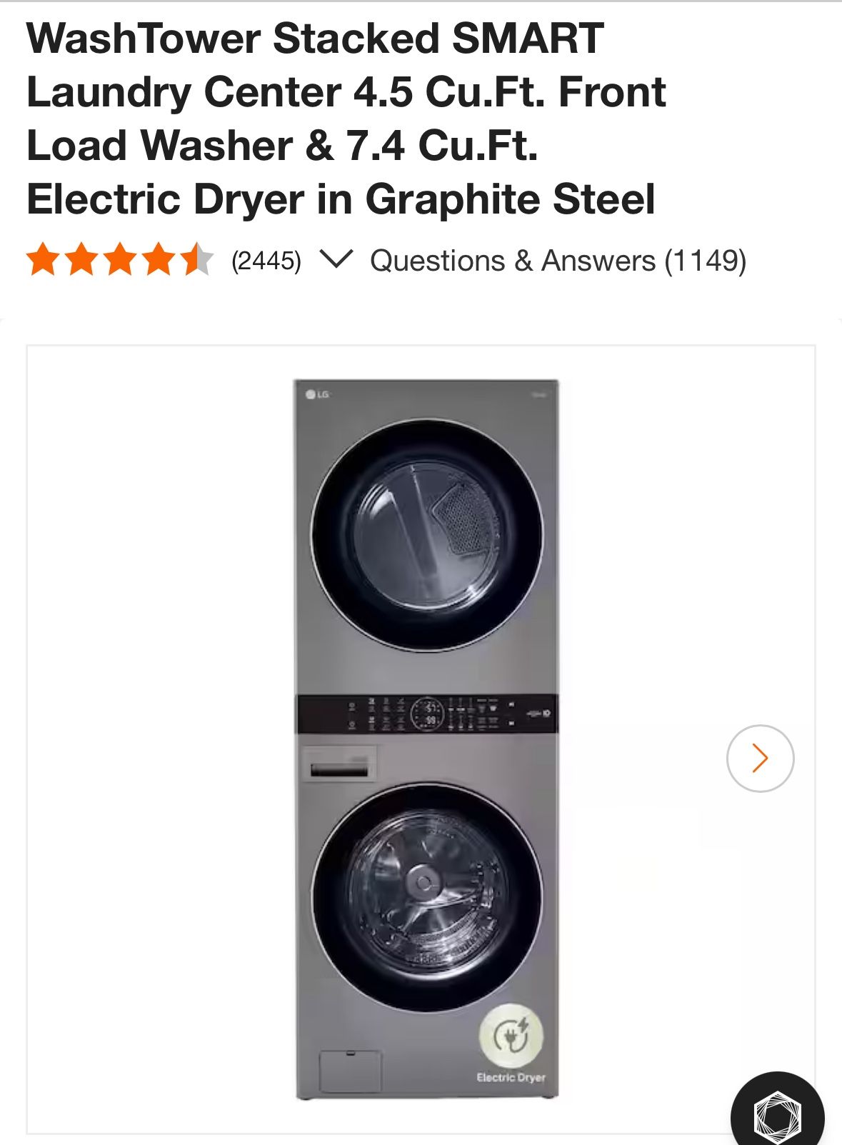 LG ThinQ WashTower Stacked SMART Laundry Center