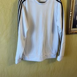 Adidas White Black Stripe Prime Green Fleece SWEATER M