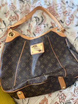 Large Brown and Tan Purse with gold colored hardware