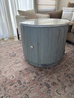Marble solid wood accent table