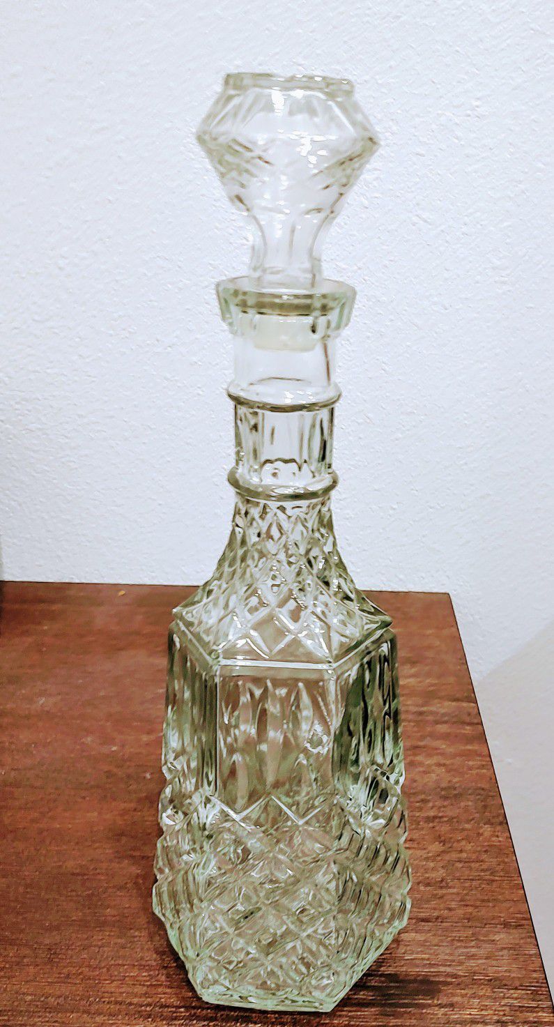 Vintage Tall Glass Alcohol Decanter 