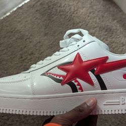 Used Bape A Bathing Ape WGM Shark White Low