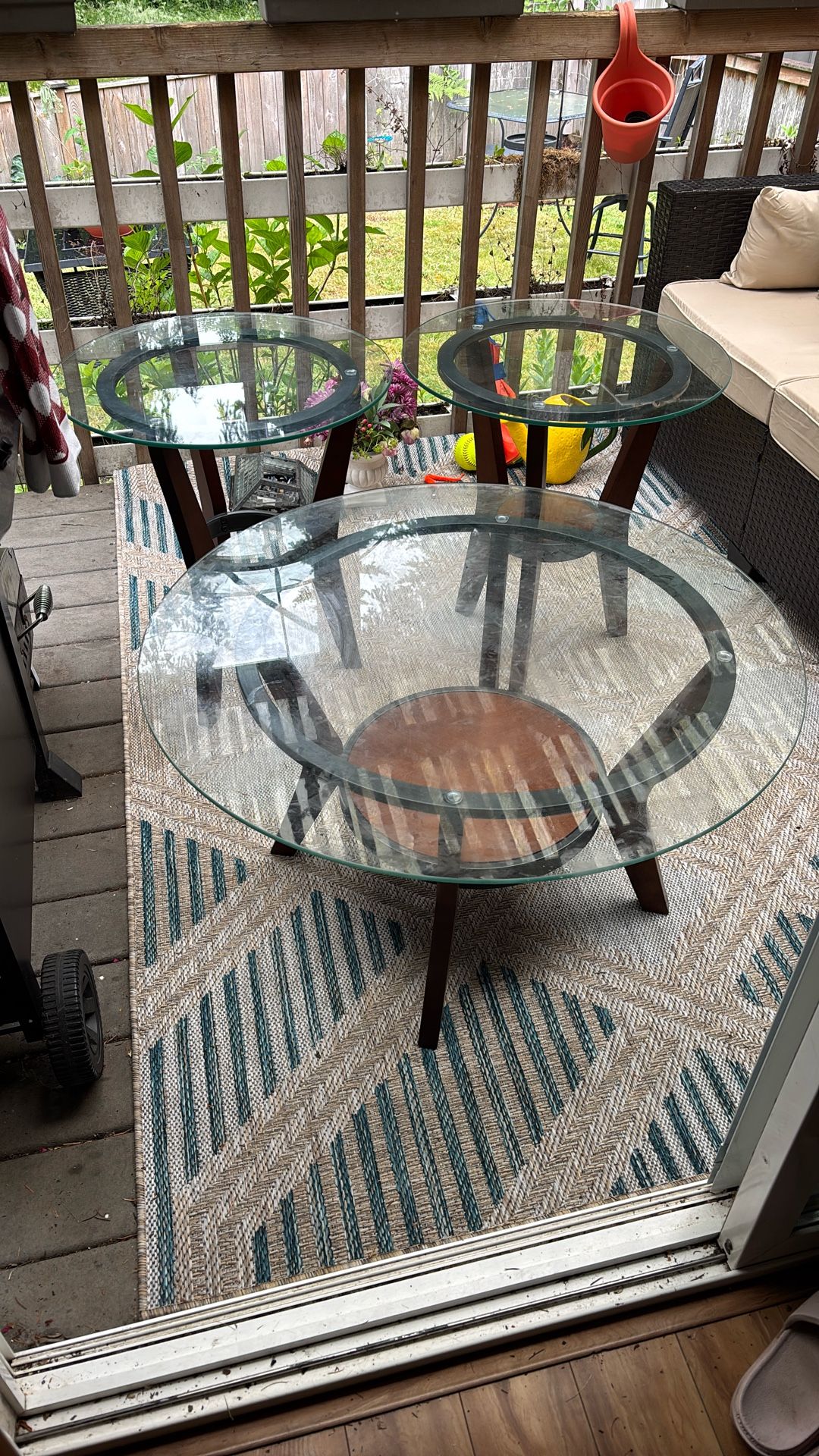 Glass Top Coffee Table And 2 Side Tables