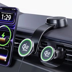Qi2.2-Certified] 25W for MagSafe Wireless Car Charger Mount, 2XFast Charging[90+LBS Safe Suction] Magnetic Phone Holder Dashboard Windshield