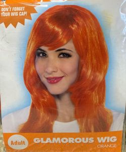 New adult long orange hair Glamorous costume wig