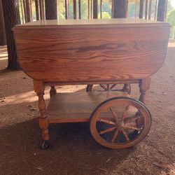 Vintage Drop Leaf Tea/Bar Cart with Drawer and Tray Like New Condition 