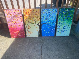 Canvas Wall Art 4 Seasons Colorful Trees Framed Canvas Prints