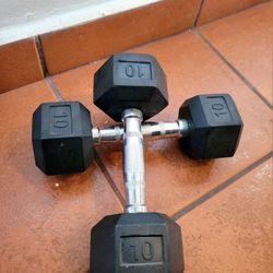 Tru Grit Fitness Hex Elite TPR Rubber Dumbbells 10 LB Set - Miami 33182