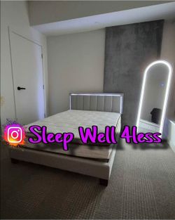 NEW QUEEN BED FRAME AND MATTRESS