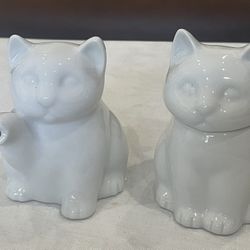 Vintage HIC Japan white ceramic cat creamer and sugar set.