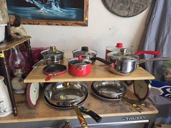 Various Pots & Pans Cast Iron Stainless