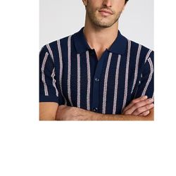 Men's Textured Striped Short Sleeve Sweater Polo Size XXL