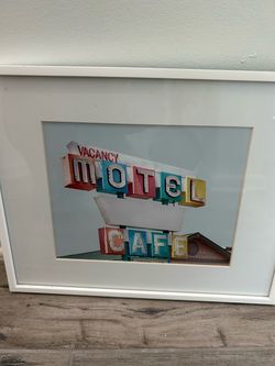 Framed Retro Motel Cafe Sign Photo Print