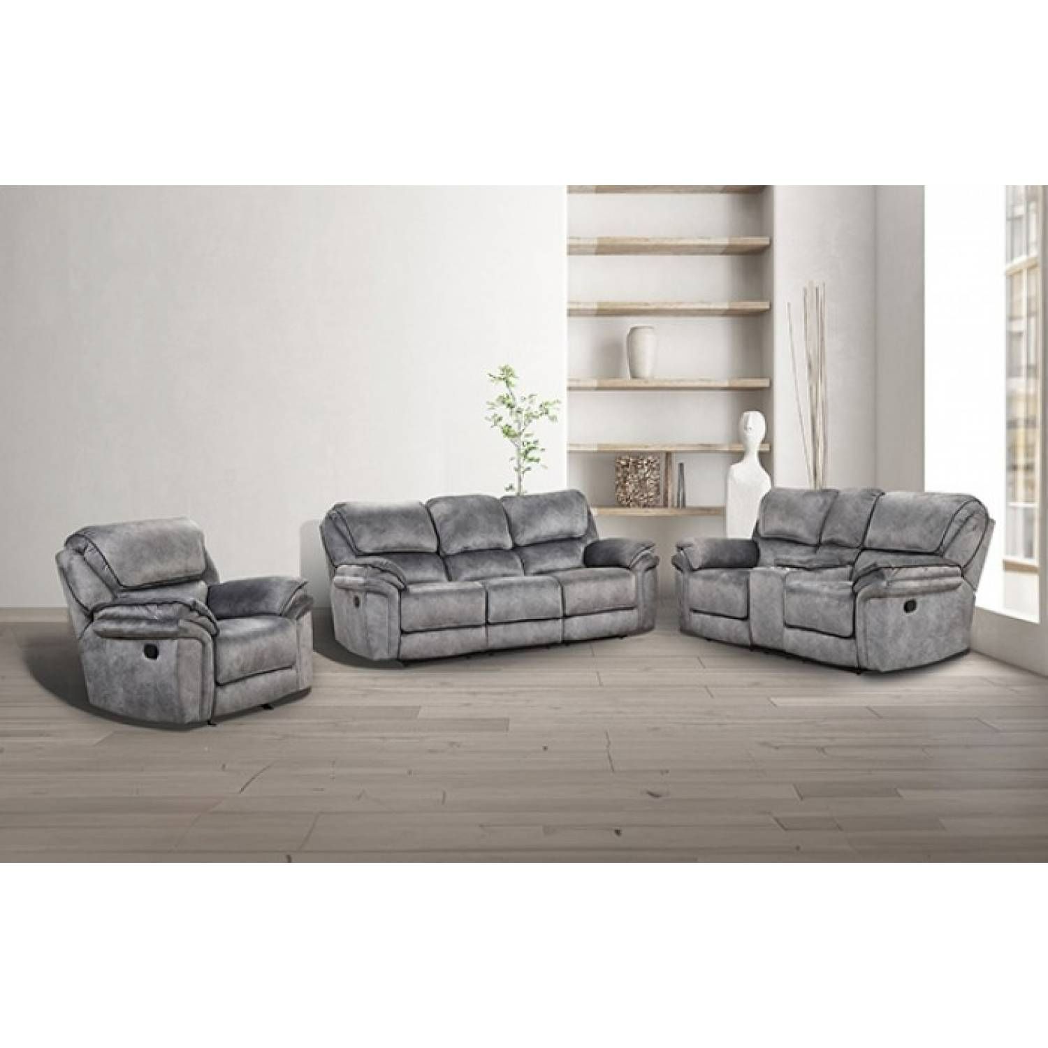 Gray Recliner Couch Set