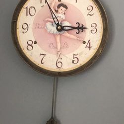 Peyton Ballerina 8” Timeworks Pendulum Wall Clock