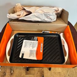 Le Creuset Enameled Cast Iron Rectangular Grill Pan White Open Box Unused