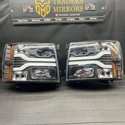 2007 - 2013 Chevy Silverado Headlights Black LED NEW