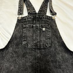 Wild Fable Black Denim Overall Dress L 