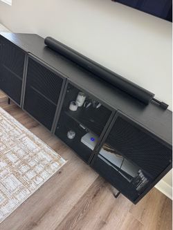 CB2 Trace 71” Black Wire Mesh Credenza