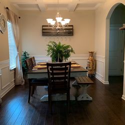 Custom Made Dining Room Table, Bench And Wine Rack 