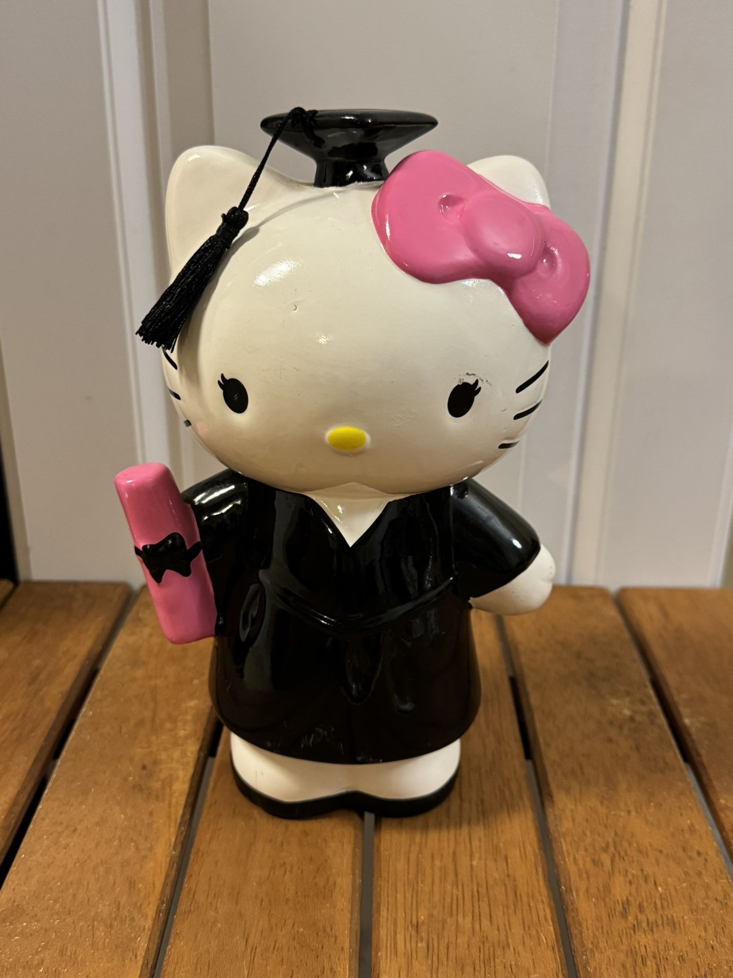 Hello Kitty Sanrio Graduation 9" Inch Ceramic Piggy Coin Bank 2013 EUC Graduate