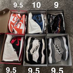 Jordan’s, Dunk, Airmax 95 (Sizes Next To Shoes)