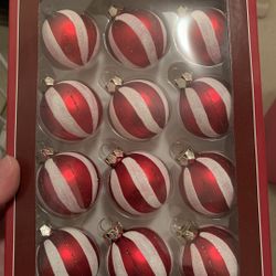 Never used Christmas ornaments still in the box.