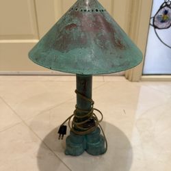 Patina Metal Table Lamp - Verdigris Green Finish - Rustic/Industrial Style