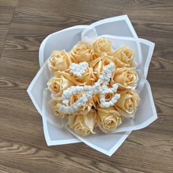  Peach Initial Couture Bouquet 🤍 