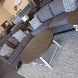 Round White And Grey 3 Pc Coffee Table Set