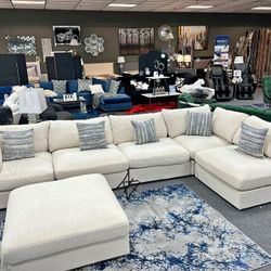 ♨️Serene Beige 5-Piece Upholstered Modular Sectional Sofa $10 Down Payment Financing And Delivery Available 