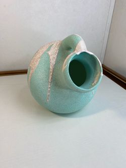 Teal pottery vase