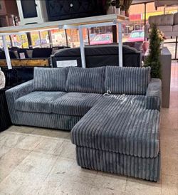 L shape sectional sofa fur-like jumbo corduroy new in box