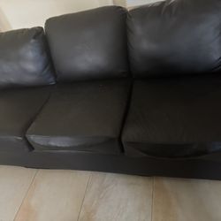 Black Faux Leather Couch