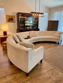 Jonathan Louis Curved Tufted Sectional Sofa in Cream