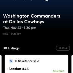 Many Great Tickets & Parking For Dallas Cowboys Vs Washington Commanders On Thanksgiving Day