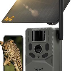 Cellular Trail Camera 4G Unlimited Data Plan Built-in SIM Card 2K Live Feed Game Camera 0.2s Trigger Solar Powered Trail Camera with Night Vision Moti