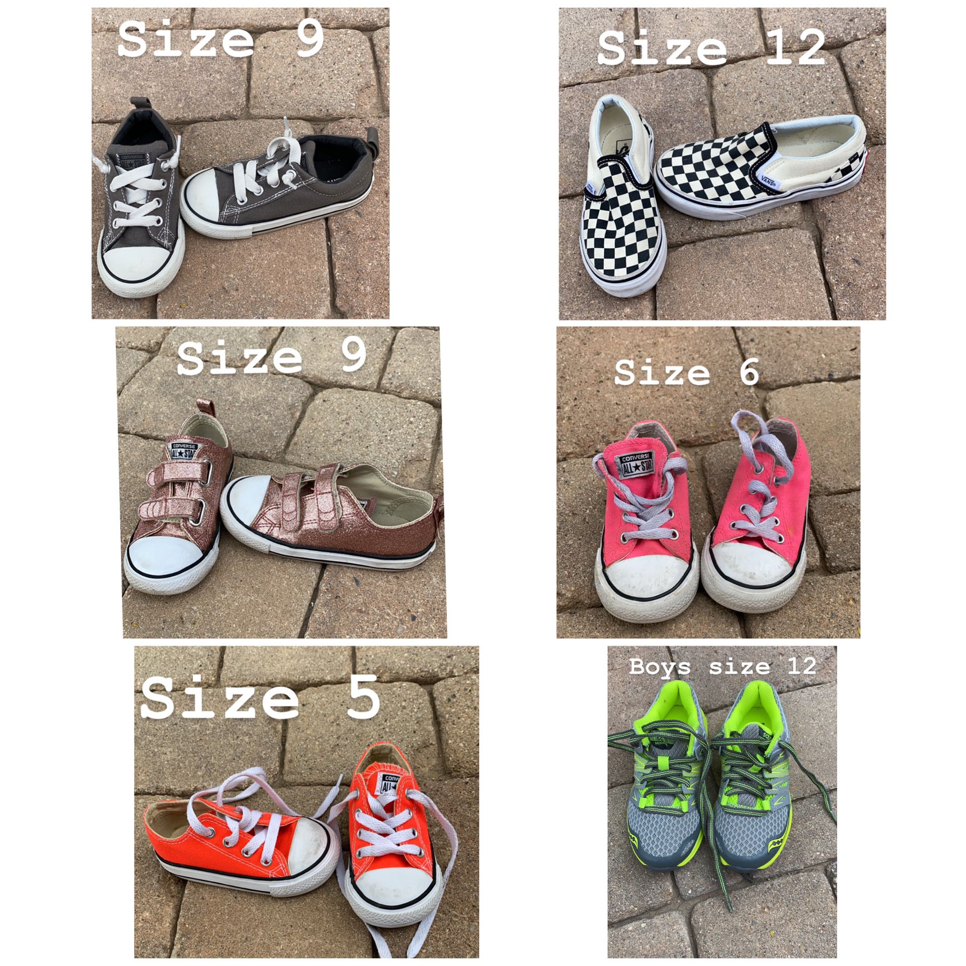 Kids shoes - authentic converse and 1 pair of brand new saucony - $5 each pair