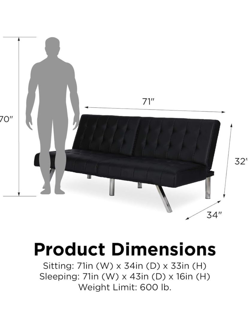 Faux Leather Reclining Futon 