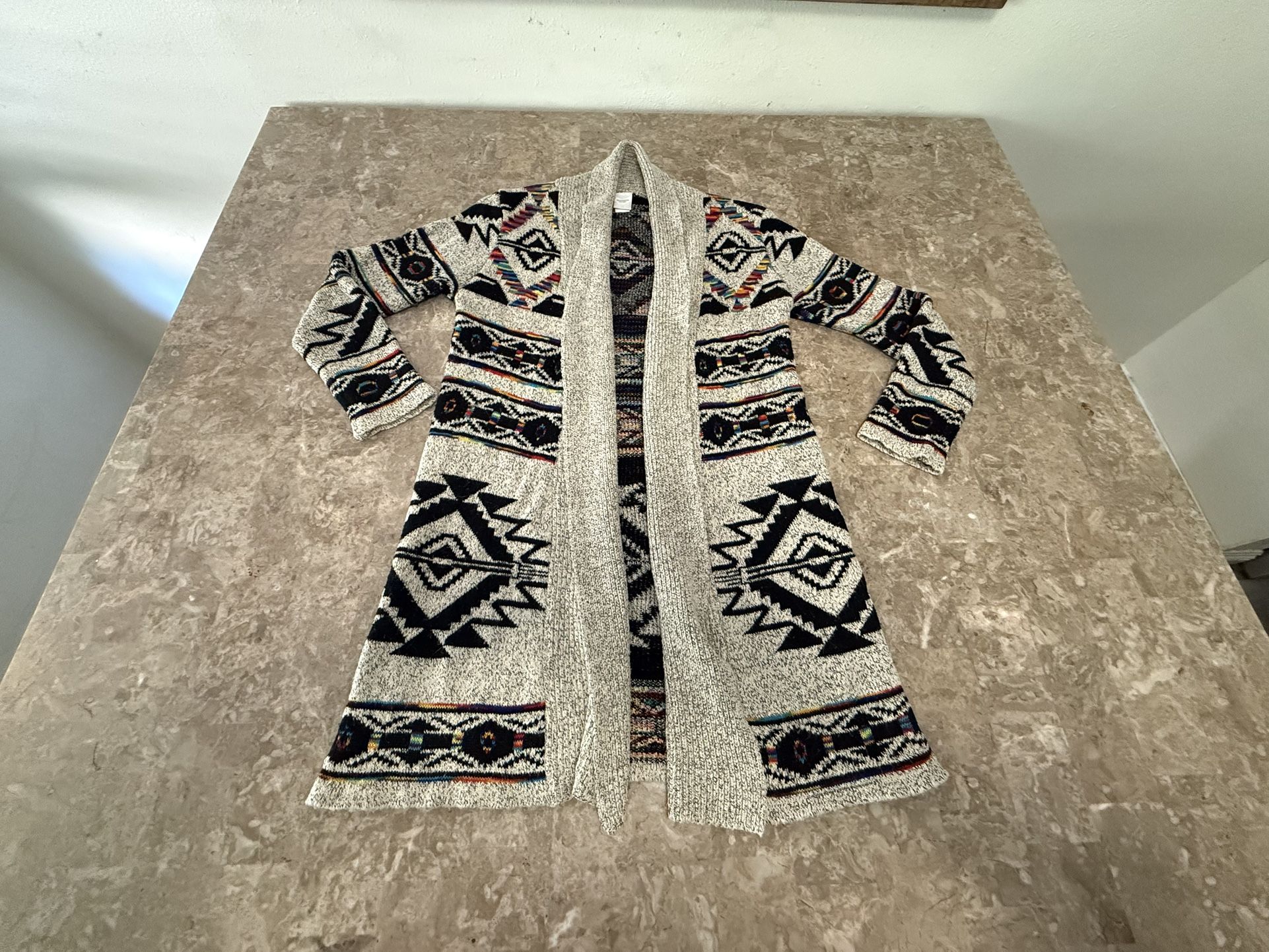 Northern Angel Southwestern Aztec Cardigan Sweater large Rainbow Boho Long