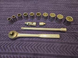 Vintage 1957 Craftsman V Series 1/2 Drive Socket Set Ratchet Extension Swivel Joint 44977 Made In US