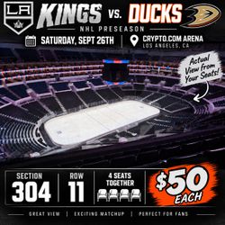 4 LA Kings vs Ducks Preseason Tickets