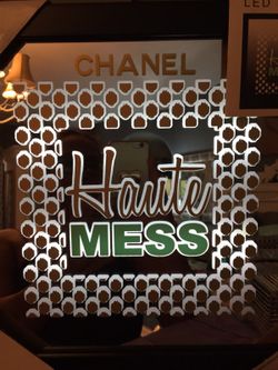 Mirror with LED lights! Can have your name customize on top or bottom of the glass area. Please let me know