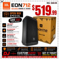 JBL 1300 Watt Powered Speaker EON 712 Series Bluetooth App Control EON712 🚨 No Credit Needed 🚨