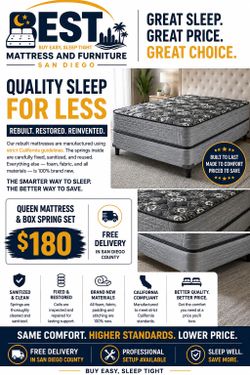 Queen Mattress + Box Spring Set - $180 - FREE DELIVERY