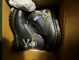 Dr. Martens Black Leather Boots with Embroidery