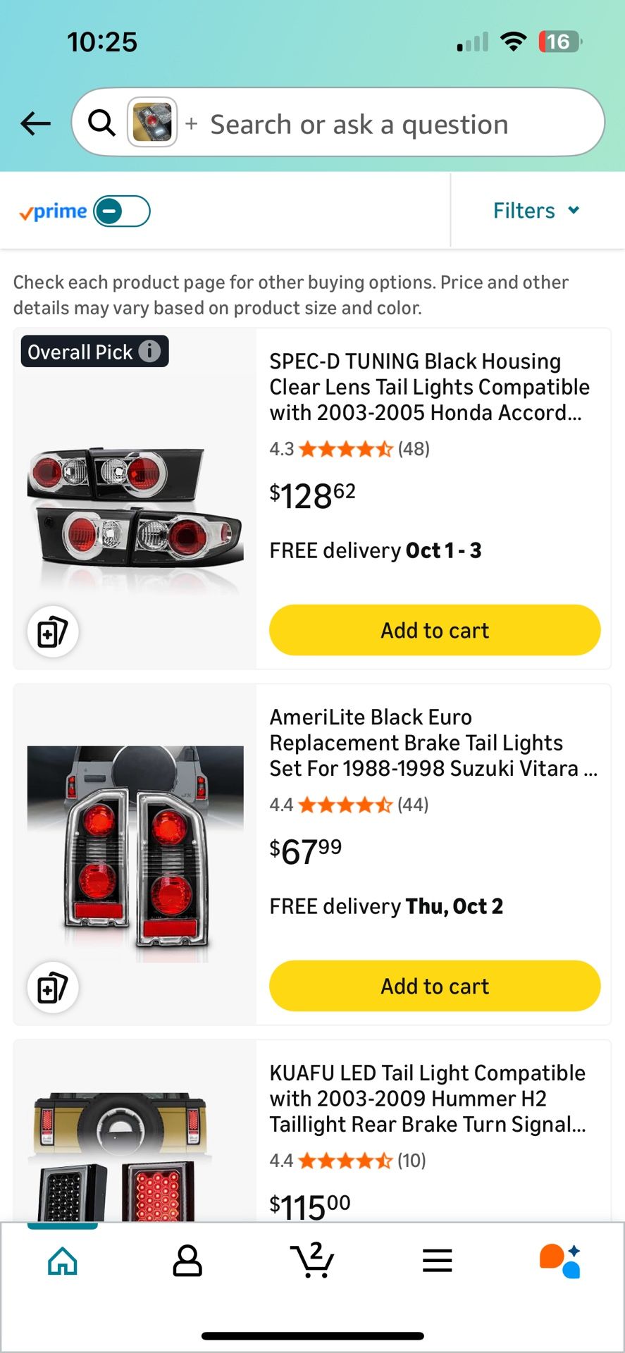 03-05 Honda Accord Tail Lights