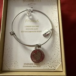 Footnotes Friend Stainless Steel Round Bangle Bracelet