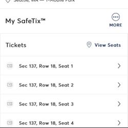 Mariners Tickets Tonight -2 Great Seats